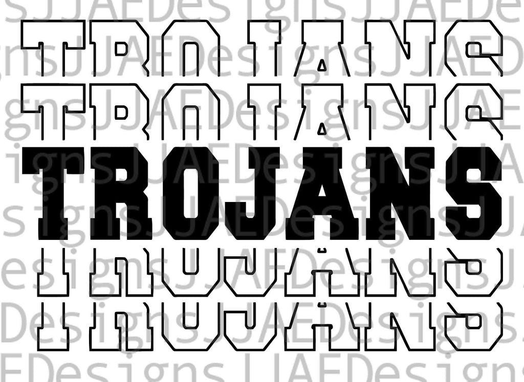 Trojans Stacked white design red shirt