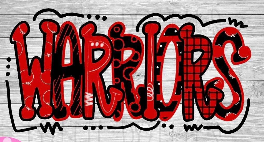 Warriors Red & Black Doodle Letters