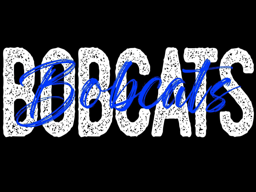 Bobcats White Block & Blue Cursive