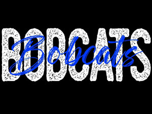 Bobcats White Block & Blue Cursive