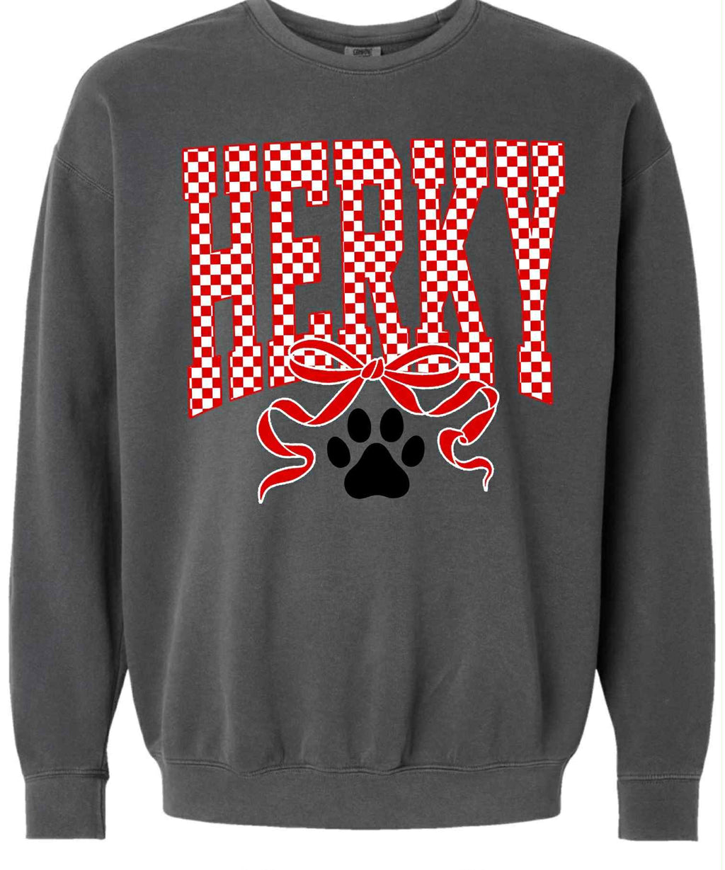 Herky Red Checker Bow Comfort Colors Sweatshirt