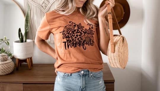 Thankful Pumpkin & flowers black design