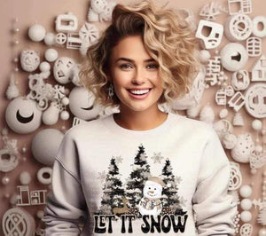 Let it Snow trees & snowman Long sleeve