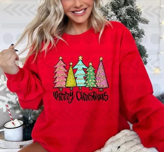 Merry Christmas Triangke Trees Long sleeve