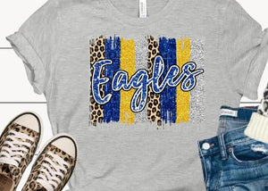 Eagles Brushstrokes Faux Glitter Blue & Gold