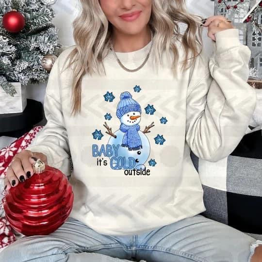 Baby It’s Cold Putside Blue Snowman