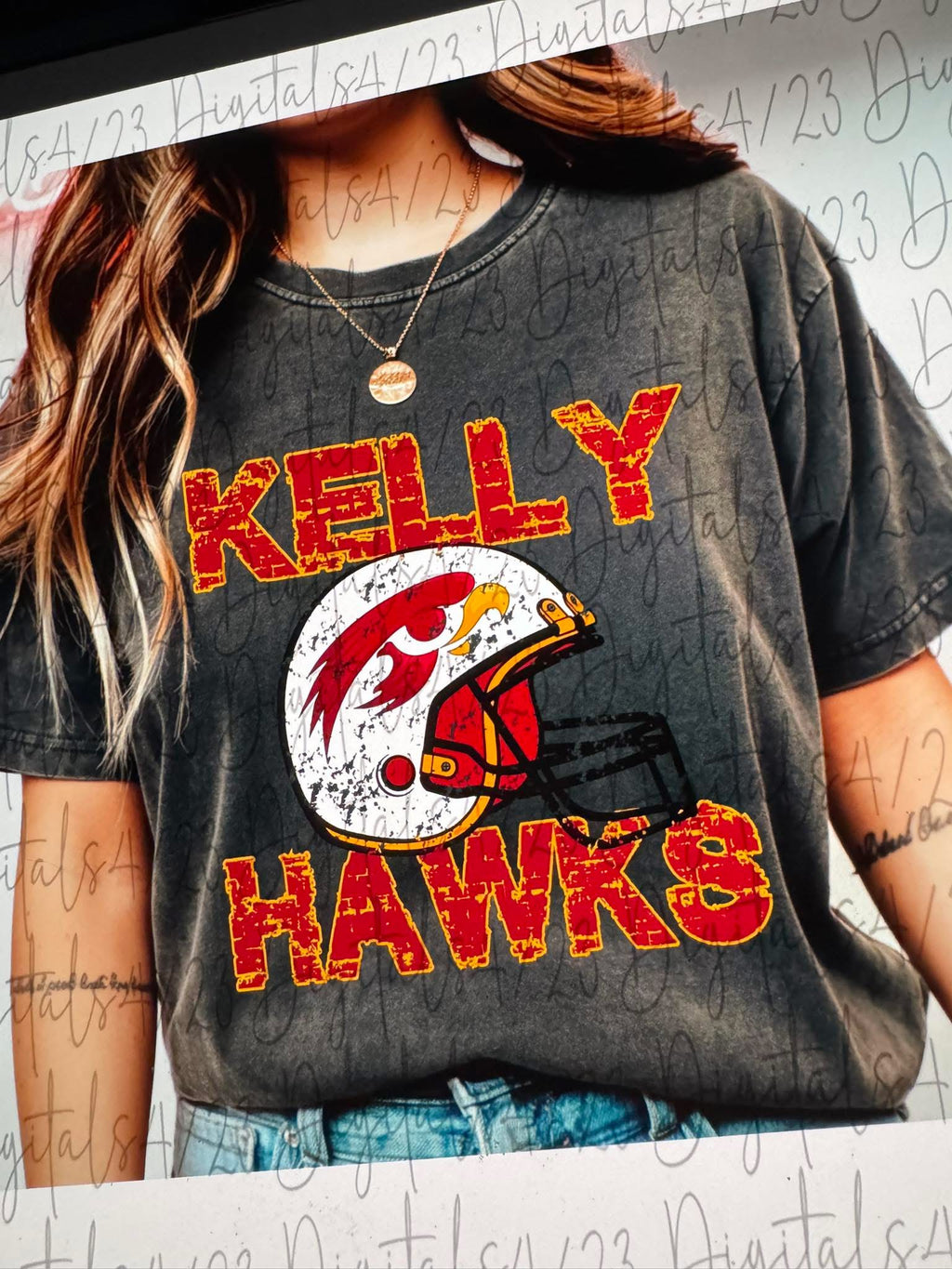 Kelly Hawks Football Helmet Comfort Colors