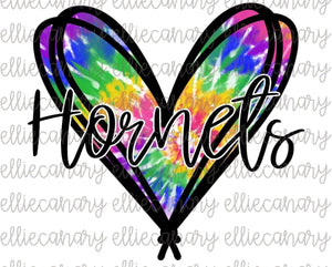 Hornets Tie Dye Heart