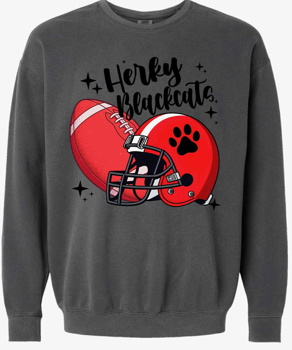 Herky Blackcats Football & Helmet Comfort Colors Sweatshirt