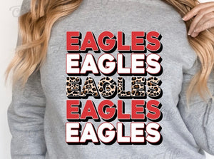 Eagles Red and Leopard stacked Sweatshirt