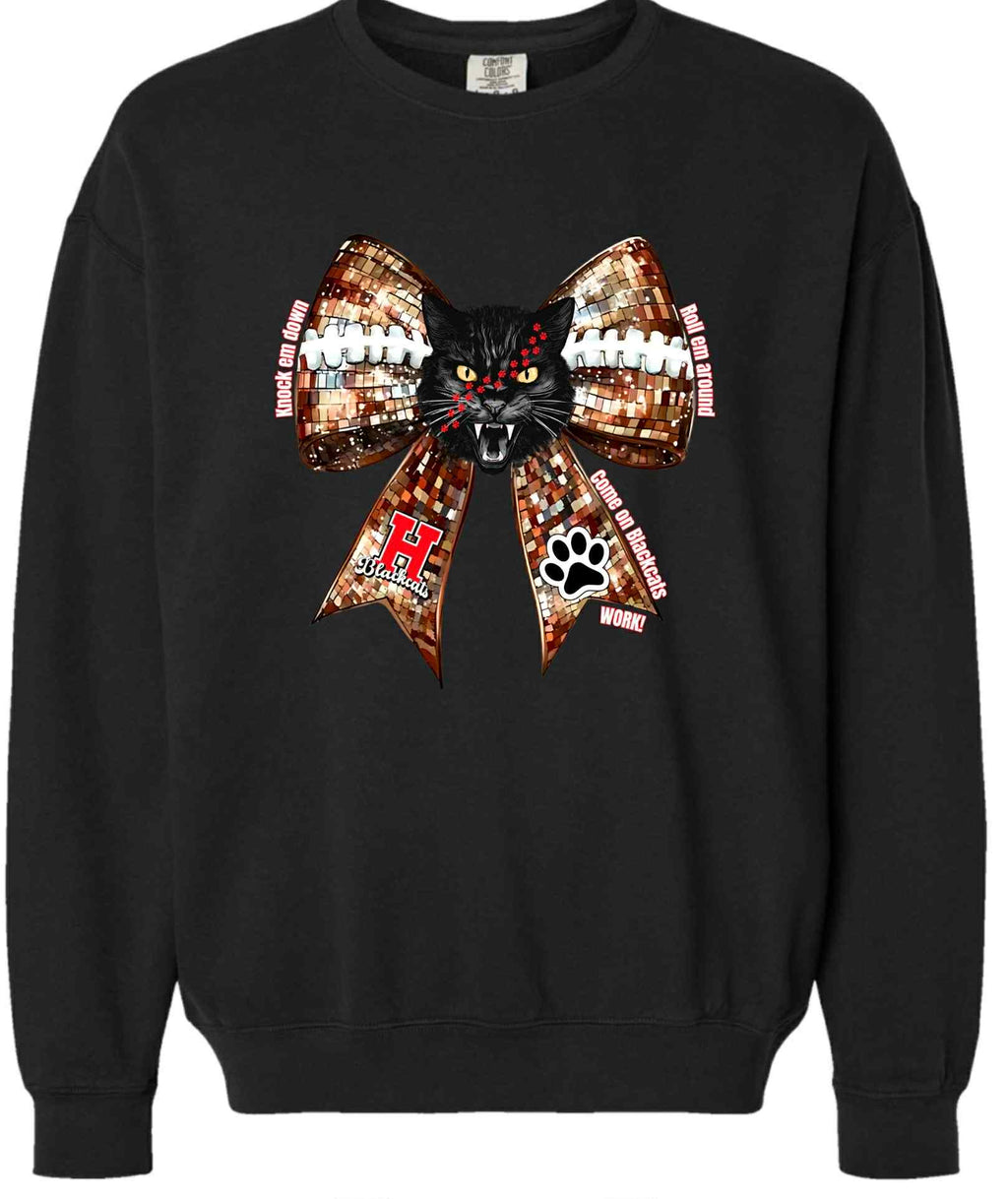 Blackcats Football Bow Comfort Colors Sweatshirt