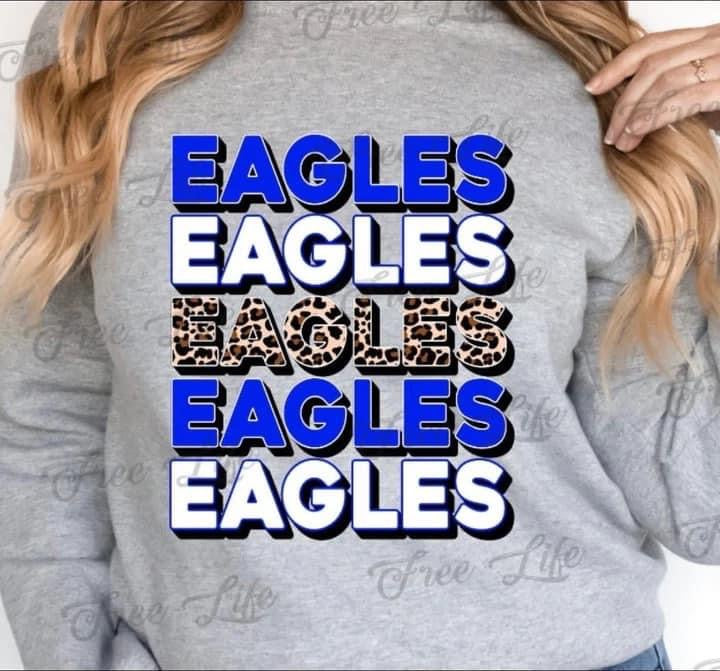 Eagles Stacked Blue & leopard long sleeves