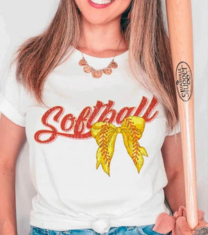 Softball with Yellow/Red Bow