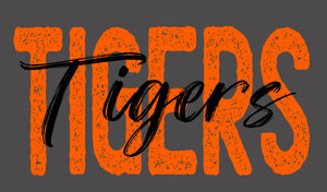 Tigers orange block and black cursive