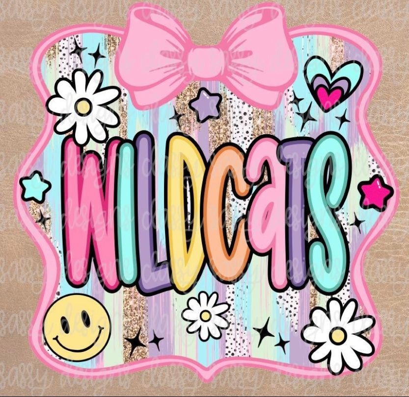 Wildcats Pastels with flowers and bow