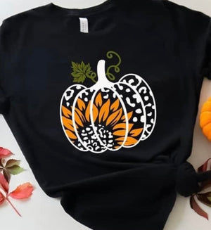 White Leopard Pumpkin with Sunflower