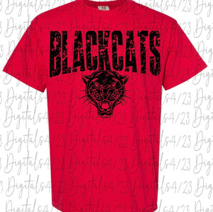 Blackcats Distressed Black Design Comfort Colors