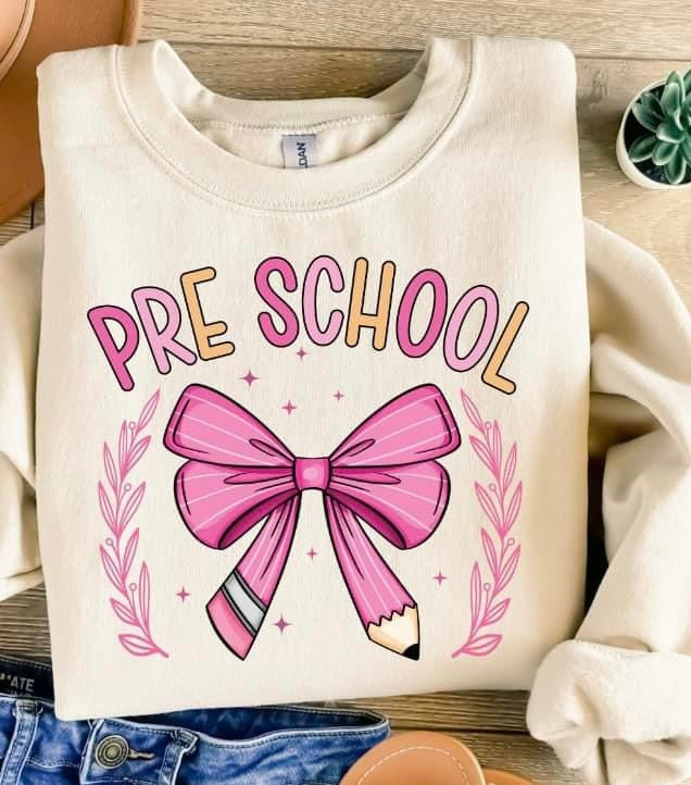 Preschool Pink Pencil Bow T-Shirt