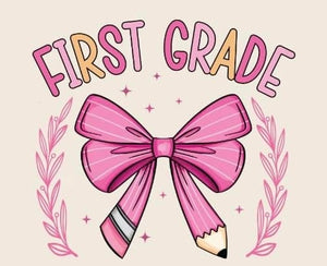 First Grade Pink Pencil Bow T-Shirt