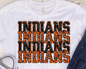 Indians Stacked Orange & Black