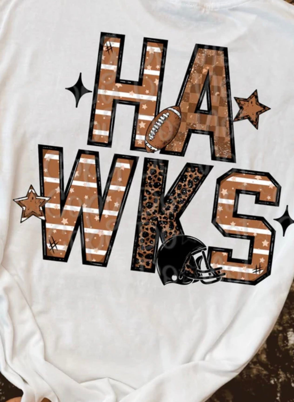 Hawks Football Brown & Black Lettering