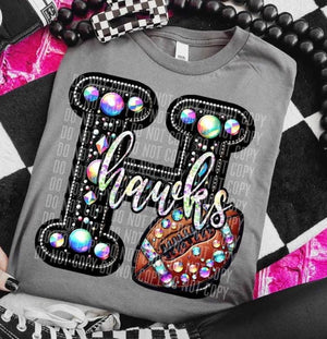 Hawks Rhinestone Football