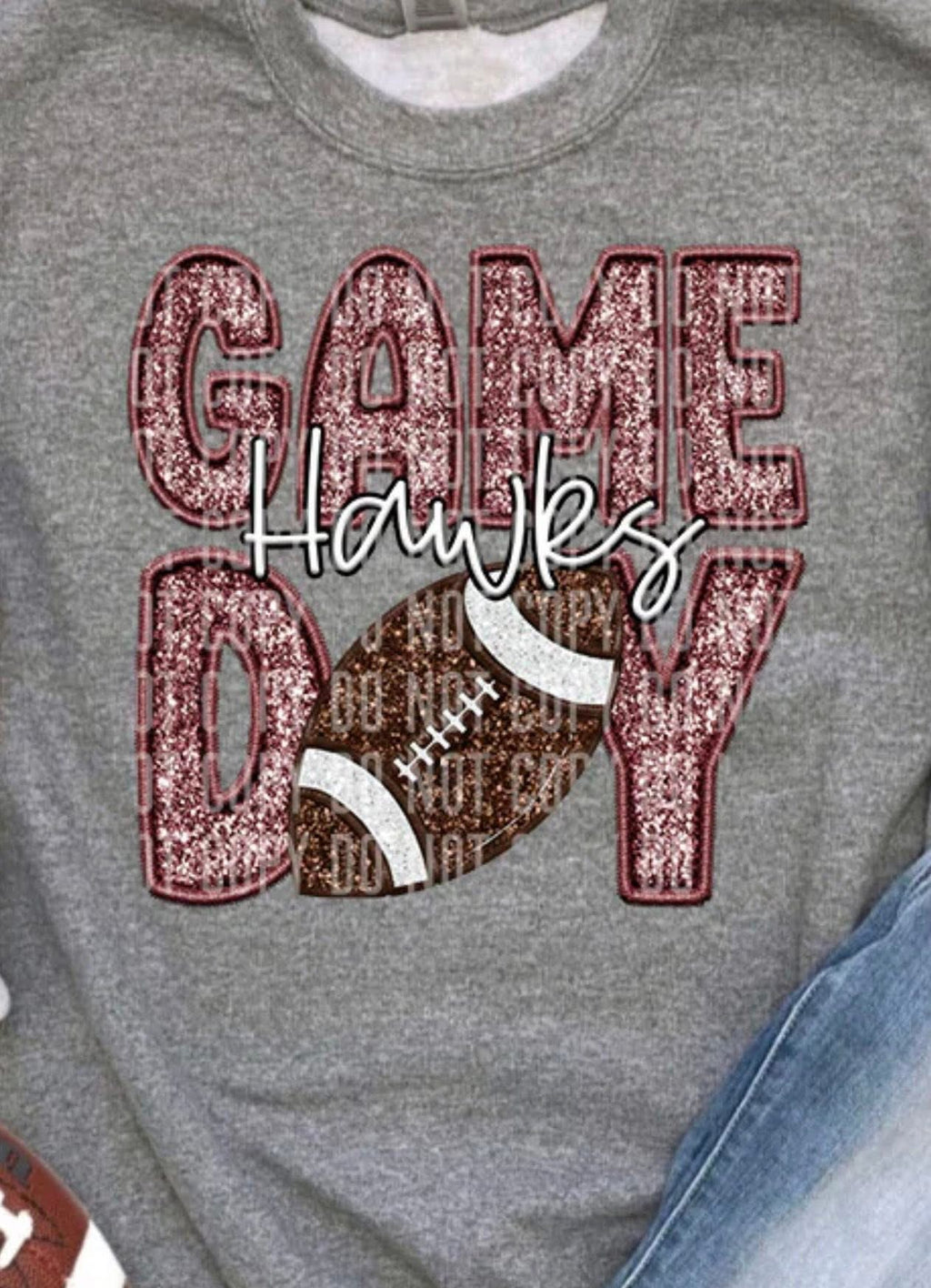 Game Day Hawks Faux Glitter