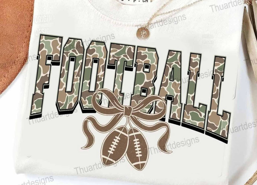 Football Camo and Ribbon Bow