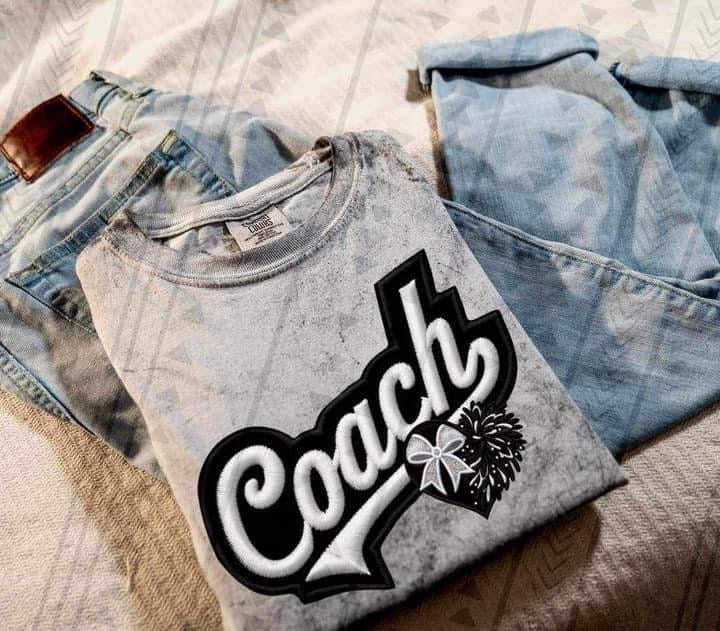 Cheer Coach Faux Embroidery