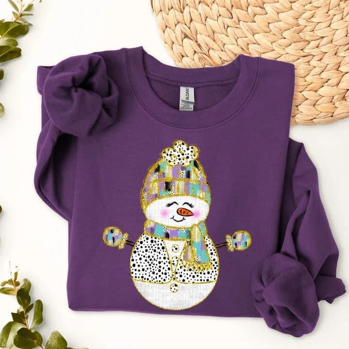 Purple and Mint Brushstroke Snowman