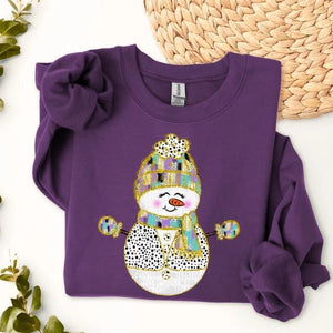 Purple and Mint Brushstroke Snowman