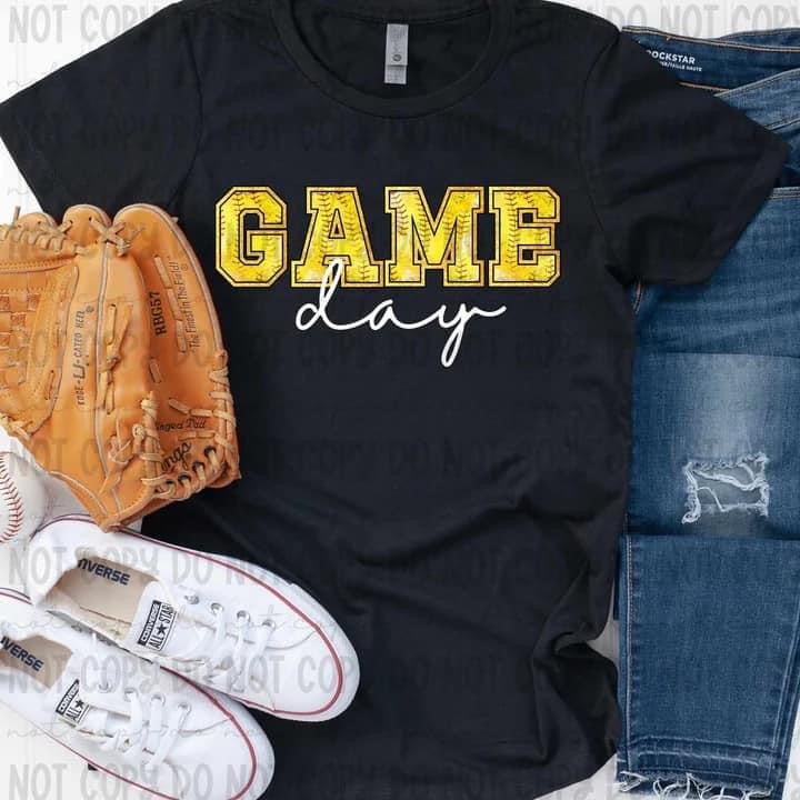 Game Day Softball Yellow lettering