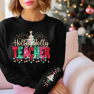 Holly Jolly Teacher Faux Glitter