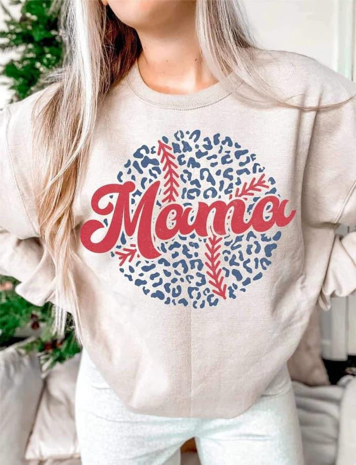 Baseball Mama Blue Leopard