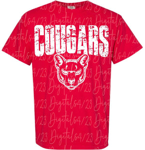 Cougars Distressed White Design T-shirt