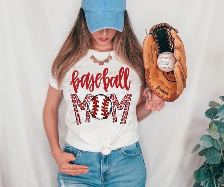 Baseball Mom Red Leopard