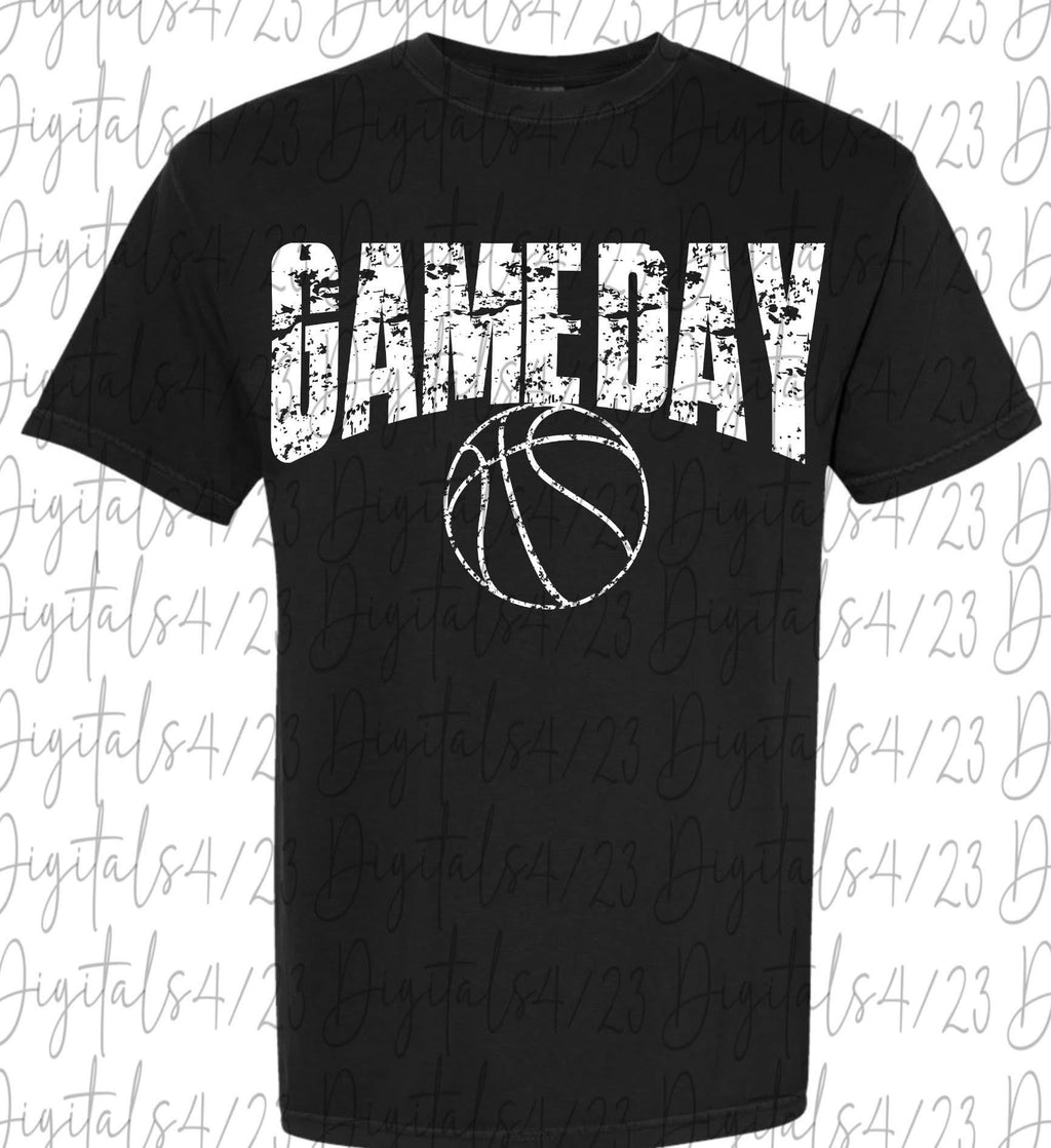 Game Day Basketball Distressed White Design