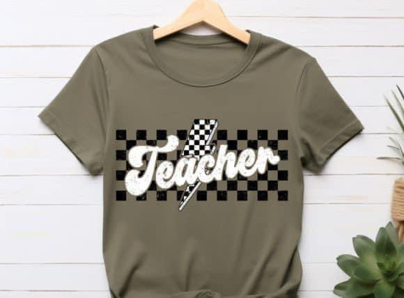 Teacher Checkered & Lightning