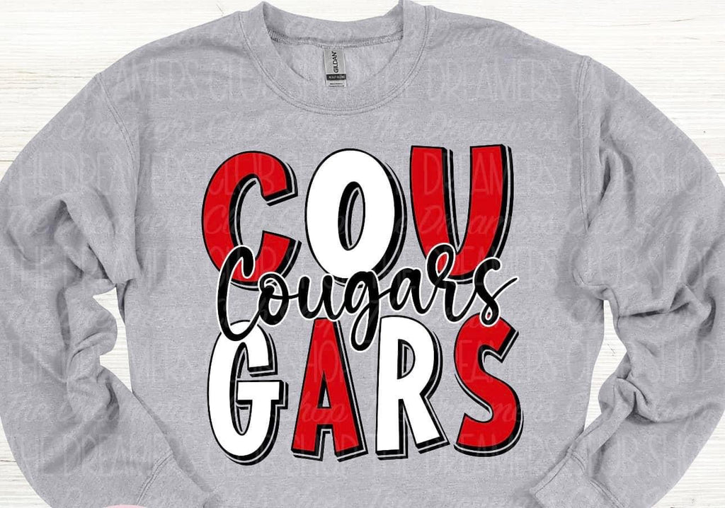 Cougars Red & White Letters Sweatshirt