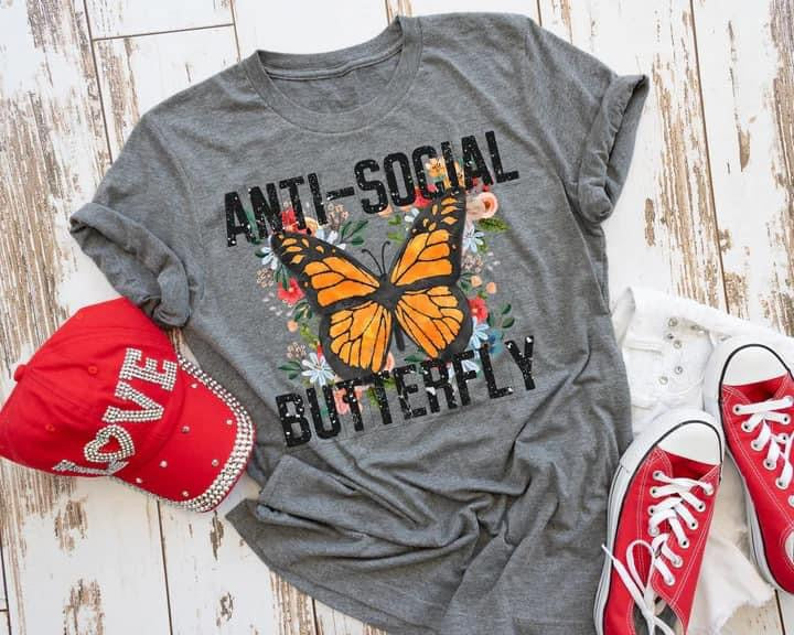 Anti-Social Butterfly with flowers