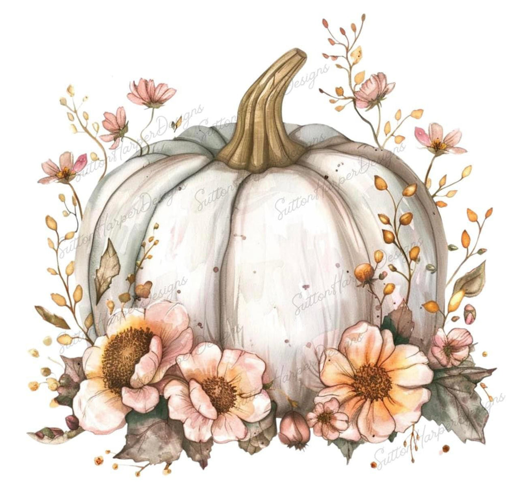 White Floral Pumpkin