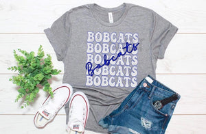 Bobcats Stacked blue and white