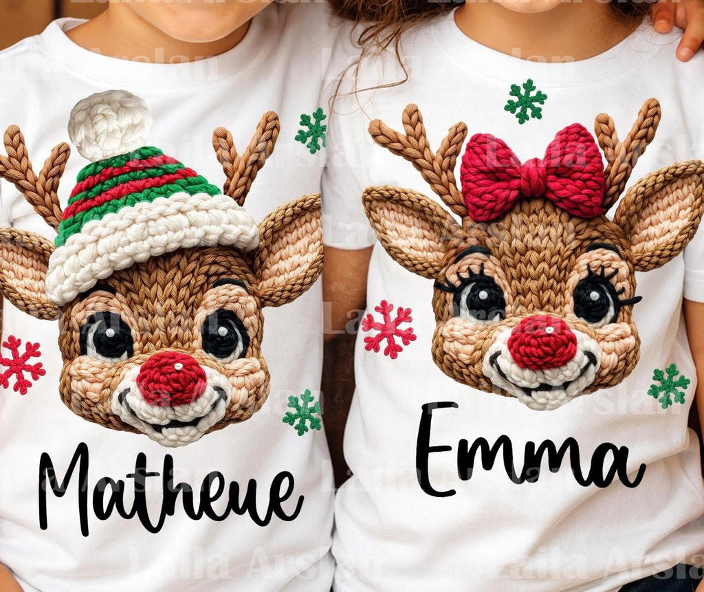 Boy or Girl Customized Reindeer long sleeves