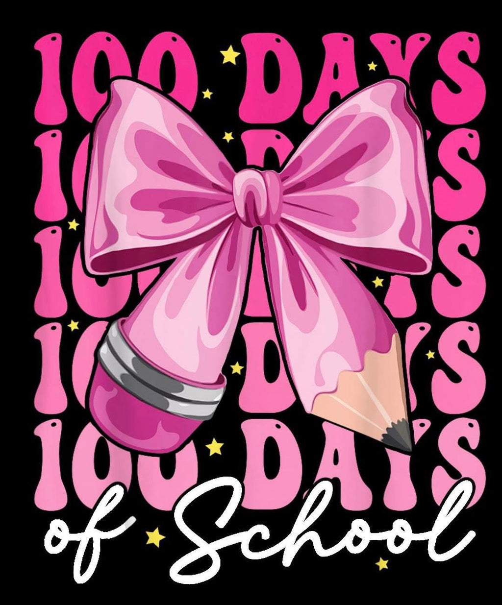 100 Days of School Pink Bow Stacked