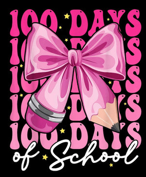100 Days of School Pink Bow Stacked