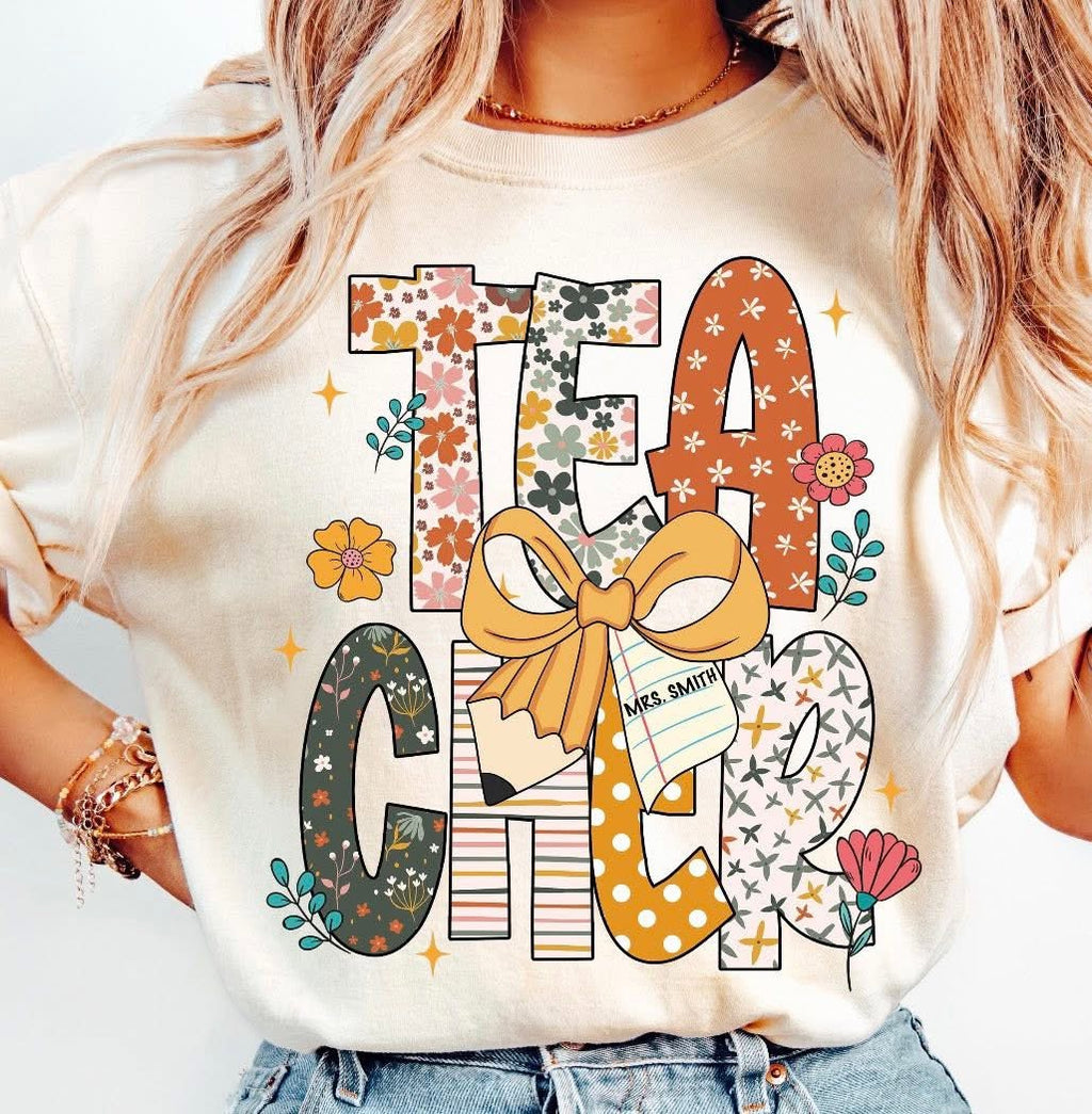 Teacher Fall Yellow Pencil Bow