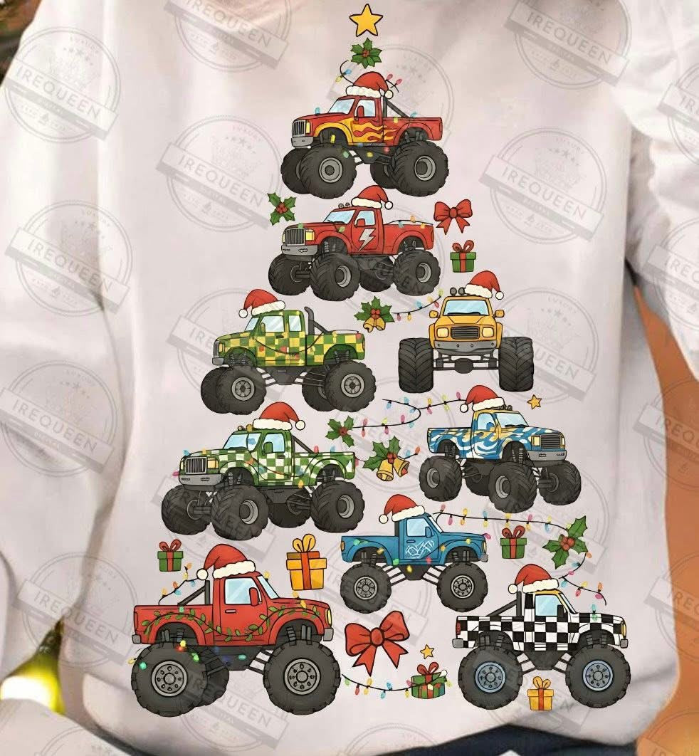 Monster Truck Christmas Tree long sleeves