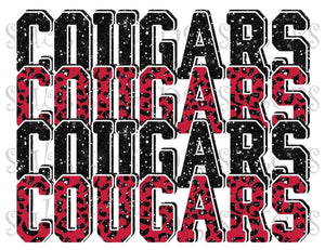 Cougars Stacked Red and Black
