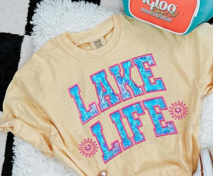 Lake Life Faux Embroidery Tank Top