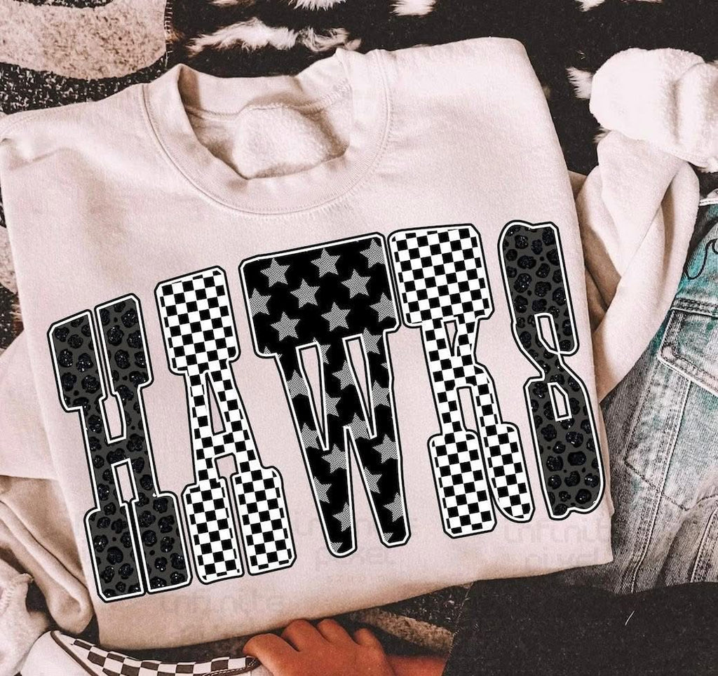 Hawks Black and White Stars and Checker